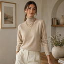 Blusa Feminina Tricô Manga Longa Gola Alta para Inverno | Ferrazato