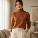 Blusa Feminina Tricô Manga Longa Gola Alta para Inverno | Ferrazato