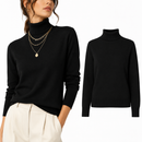 Blusa Feminina Tricô Manga Longa Gola Alta para Inverno | Ferrazato