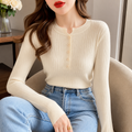 Blusa Feminina de Tricô com Botões para Inverno | Ferrazato