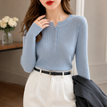 Blusa Feminina de Tricô com Botões para Inverno | Ferrazato