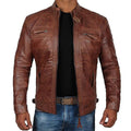 Jaqueta Masculina de Couro com Gola Casual | Ferrazato