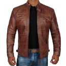Jaqueta Masculina de Couro com Gola Casual | Ferrazato