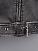 Jaqueta Feminina de Couro Vintage com Cinto | Ferrazato