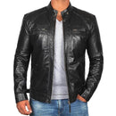 Jaqueta Masculina de Couro com Gola Casual | Ferrazato