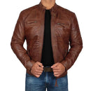 Jaqueta Masculina de Couro com Gola Casual | Ferrazato