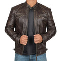 Jaqueta Masculina de Couro com Gola Casual | Ferrazato