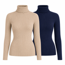 Kit 2 Blusas Femininas de Tricô Gola Alta Cacharrel Manga Longa | Ferrazato