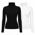 Kit 2 Blusas Femininas de Tricô Gola Alta Cacharrel Manga Longa | Ferrazato