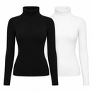 Kit 2 Blusas Femininas de Tricô Gola Alta Cacharrel Manga Longa | Ferrazato