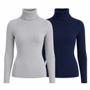 Kit 2 Blusas Femininas de Tricô Gola Alta Cacharrel Manga Longa | Ferrazato