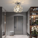 Luminária de Teto em Cristal Moderna com Base Dourada | Ferrazato