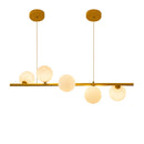 Lustre Pendente Retangular com 5 Globos Leitosos em Vidro | Ferrazato