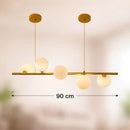 Lustre Pendente Retangular com 5 Globos Leitosos em Vidro | Ferrazato