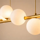 Lustre Pendente Retangular com 5 Globos Leitosos em Vidro | Ferrazato