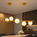 Lustre Pendente Retangular com 5 Globos Leitosos em Vidro | Ferrazato
