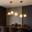 Lustre Pendente Retangular com 5 Globos Leitosos em Vidro | Ferrazato