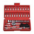 Kit Jogo De Chave Catraca Reversível Soquetes 46peças Maleta