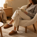 Pantufa de Couro Unissex Forrada em Lã Antiderrapante para Inverno | Ferrazato