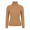 Suéter Feminino Gola Alta em Tricô Trançado para Inverno | Ferrazato