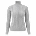 Suéter Feminino Gola Alta em Tricô Trançado para Inverno | Ferrazato