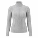 Suéter Feminino Gola Alta em Tricô Trançado para Inverno | Ferrazato