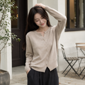 Suéter Feminino de Cashmere Tricô com Botões para Inverno | Ferrazato
