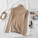 Suéter Feminino de Tricô Gola Alta com Botões para Inverno | Ferrazato