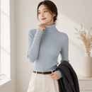 Suéter Feminino de Tricô Gola Alta com Botões para Inverno | Ferrazato