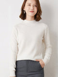 Suéter Feminino de Inverno de Lã Gola Alta