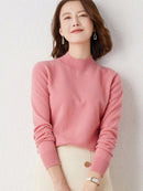 Suéter Feminino de Inverno de Lã Gola Alta