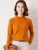 Suéter Feminino de Inverno de Lã Gola Alta