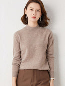 Suéter Feminino de Inverno de Lã Gola Alta