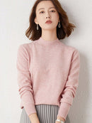 Suéter Feminino de Inverno de Lã Gola Alta