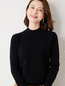 Suéter Feminino de Inverno de Lã Gola Alta